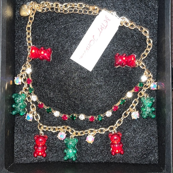 Betsey Johnson Gummy Bear Necklace with Holiday Colors – Rare Find! - Picture 1 of 2